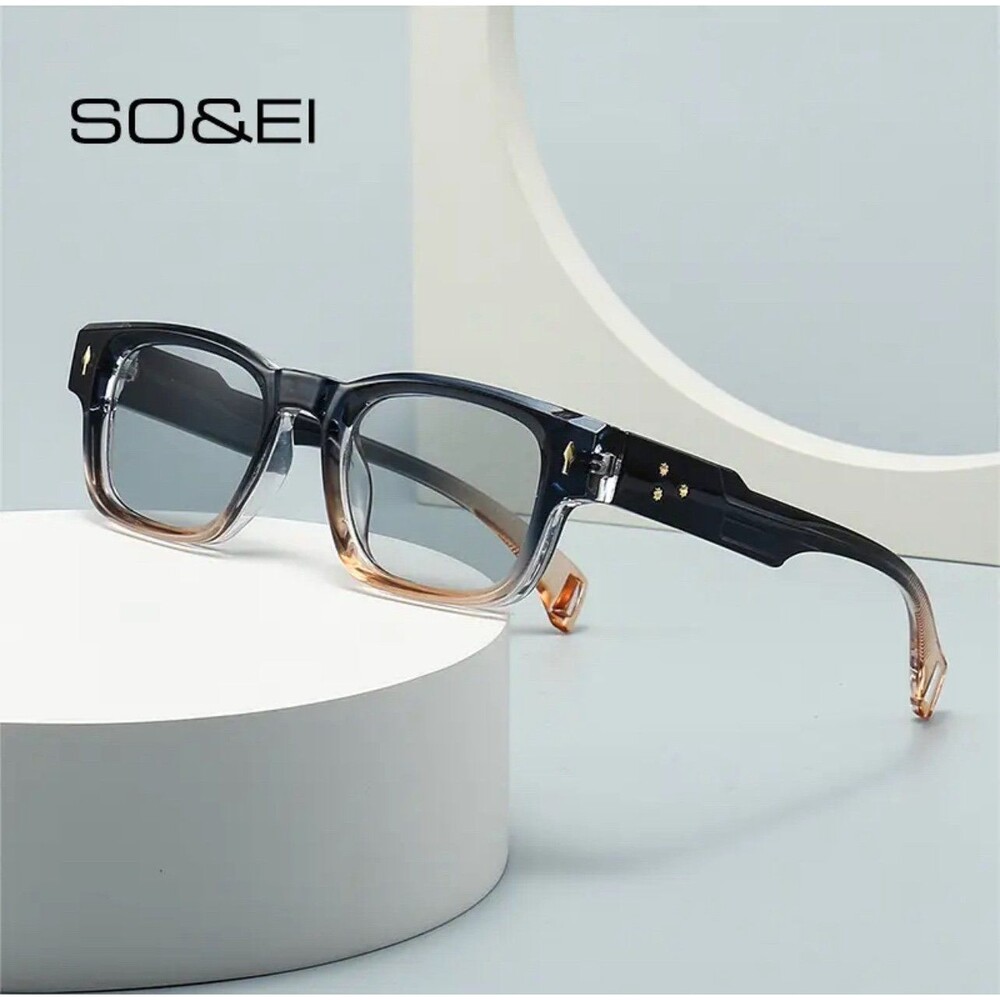 SO&EI Retro Square Sunglasses Women Fashion Brand Designer Gradient Shades UV400